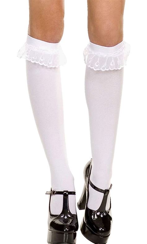 pin by max montes on halloween 2018 white knee high socks knee high socks lace ruffle