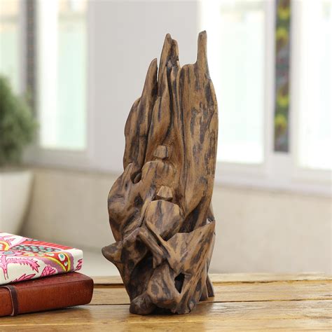 Reclaimed Abstract Driftwood Sculpture From India Best Buddies Novica