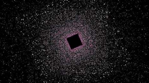 túnel espacial abstracto con un cuadrado rodeado por millones de partículas brillantes en