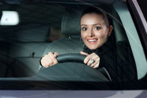 Young Pretty Woman Driving Car Stock Image Image Of Caucasian Arms