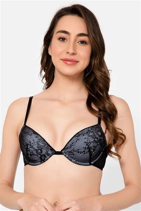 Buy Padded Underwired Demi Cup Bra In Black Lace Online India Best Prices Cod Clovia