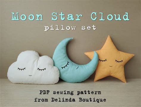 Moon Star Cloud Pillows Pdf Sewing Pattern 2 Sizes 12 And 20