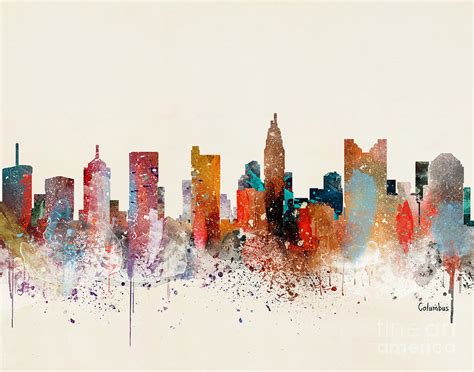 Columbus Skyline Painting By Bri Buckley Pixels