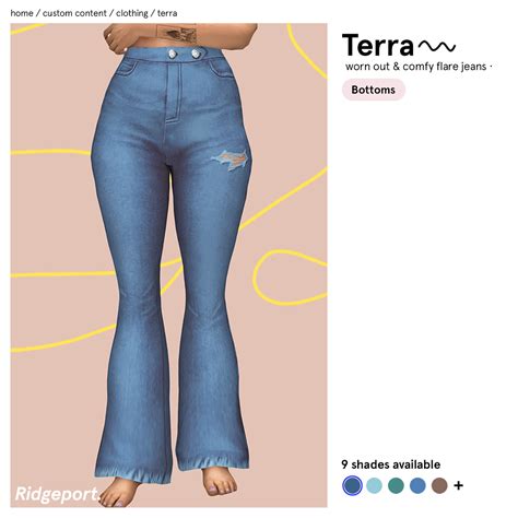 Terra Flare Jeans • Sims 4 Mods Clothes Sims 4 Clothing Flare Jeans