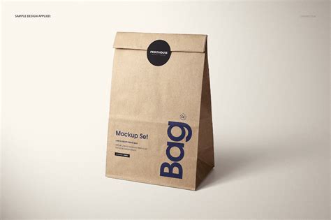 lunch kraft paper bag mockup set  behance paper bag design bag mockup paper bag