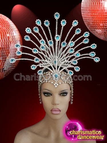 stunning egyptian style iridescent silver crystal setting glamour diva headdress headdress