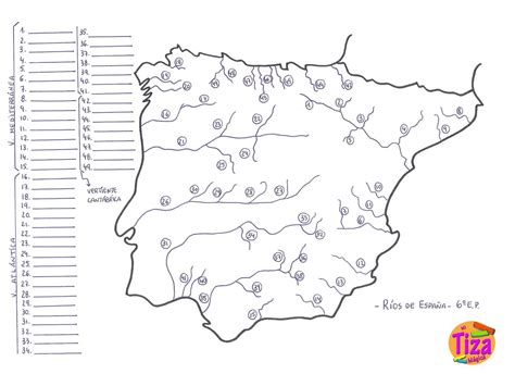Mapa Mudo De Todos Los Rios De España