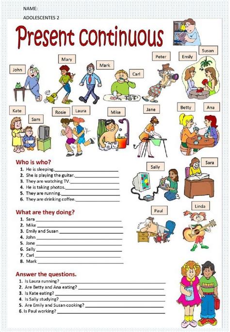 Present Continuous Interactive Worksheet English Lessons For Kids