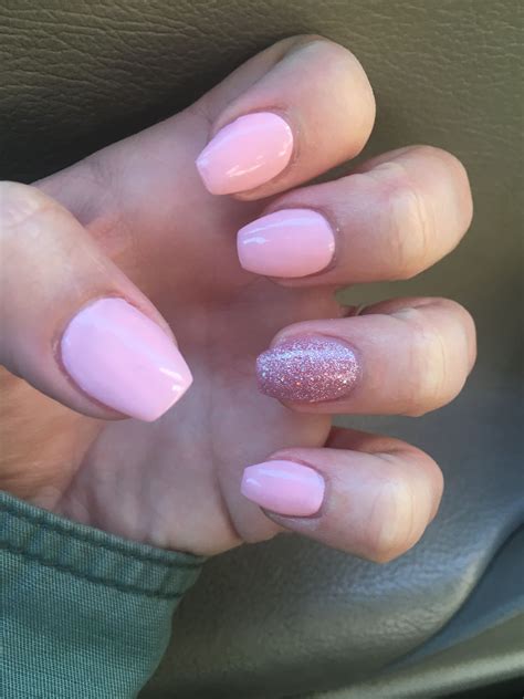 Short Baby Pink Nails In Coffin Shape Short Coffin Nails Designs