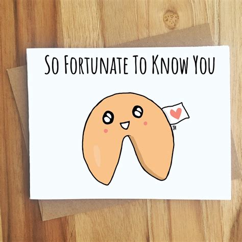 So Fortunate To Know You Fortune Cookie Pun Greeting Card Etsy