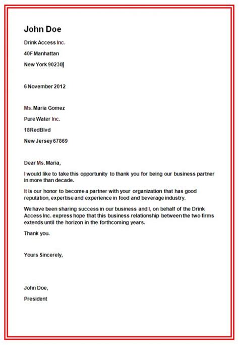 Formal Letter Heading Template Business