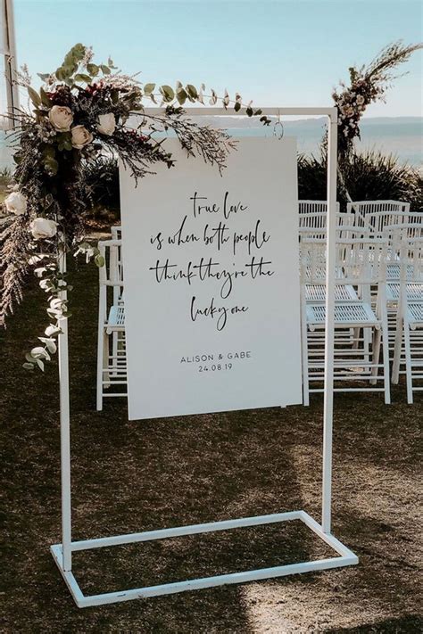 Romantic Beach Wedding Ceremony Welcome Sign With Green And White