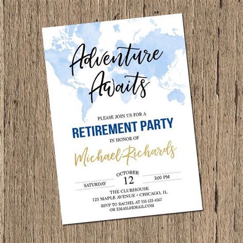 Adventure Awaits Retirement Party Invitations Travel Theme Retirement