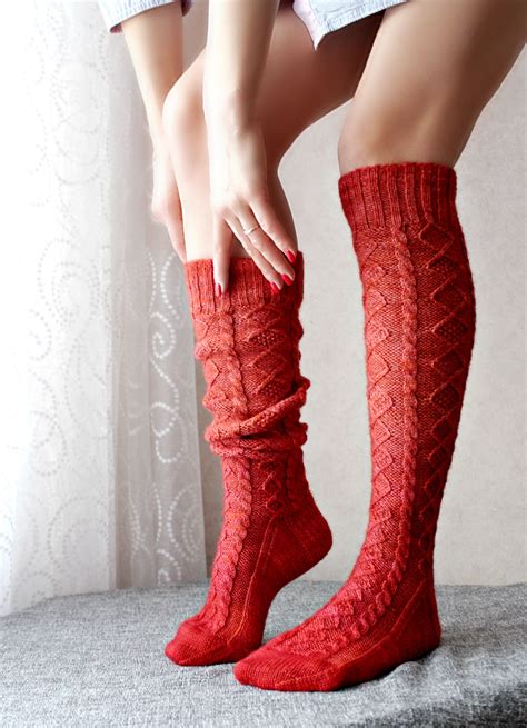 Knitted Thigh Highs Socks As Womens Leg Warmers For Winter Fashion Knitted Merino Wool Home