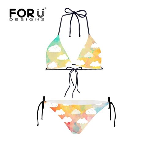 Aliexpress Com Buy FORUDESIGNS Swimwear Women Bikini Set Rainbow