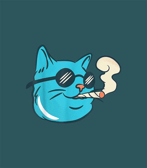 Stoned Cat Smoking Joint 420 T Weed Cannabis Ma Digital Art By