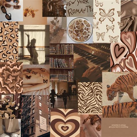 Brown Y2k Aesthetic Wall Collage Kit Y2kbrown Beige Etsy