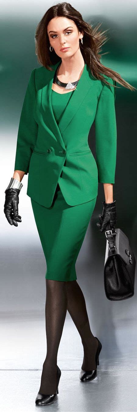Jacketskirt Women Business Suits Formal Green Office Uniform Styles