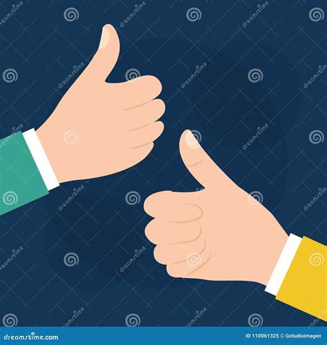Two Hand With Like Ok Thumb Up Gesture Stock Vector Illustration Of