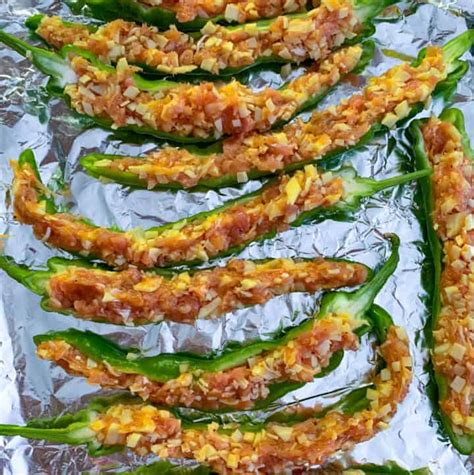 Stuffed Italian Long Hot Peppers Sausage And Cheese Feeling Foodish