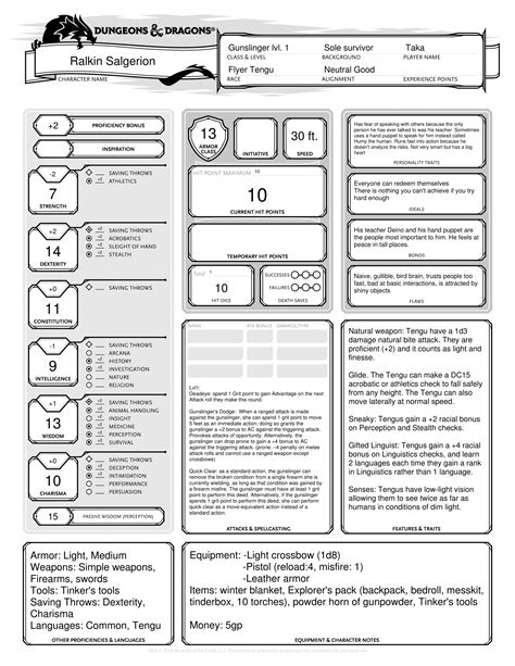 Dd 5e Character Sheet