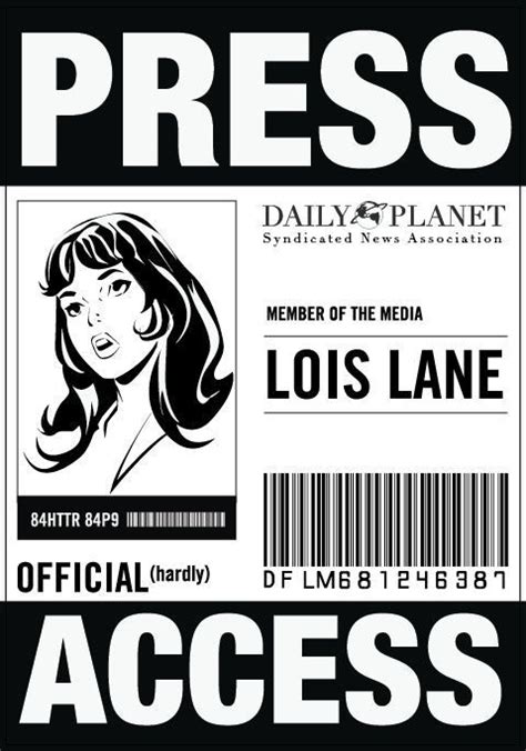 Daily Planet Press Pass Template Free Printable Press Pass For Lois