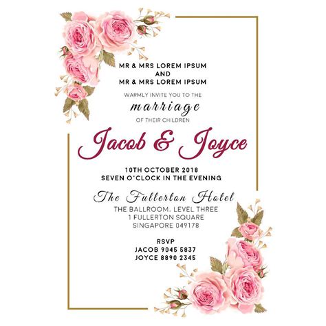 A4 Digital Wedding Invitation Matching Place Card Design And Craft