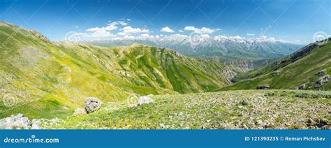 Wide Green Mountain Valley Top View Stock Image Image Of Hiking