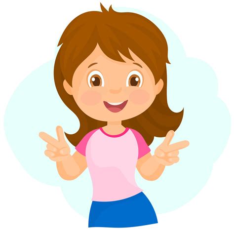 Girl Showing Thumbs Up Sign Of Victory 3546536 Vector Art At Vecteezy