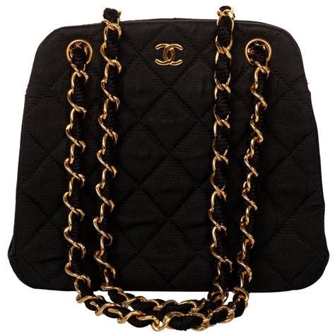 Vintage Chanel Black Quilted Gold Chain Bag At 1stdibs Black Quilted