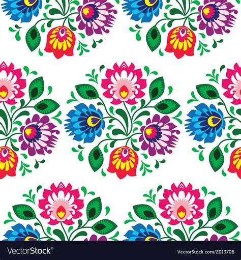 Seamless Traditional Floral Pattern From Poland Vector Image