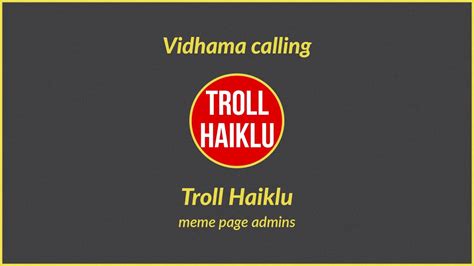 Vidhama Calling Troll Haiklu Youtube