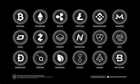 Cryptocurrency Icons Set Blockchain Technology Coin And Nft Token