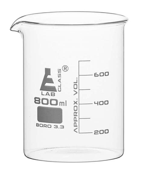 Beaker 800ml Low Form With Spout White 100ml Graduations