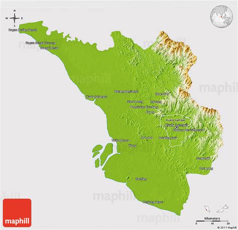 Physical 3d Map Of Selangor Cropped Outside