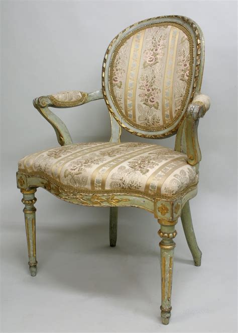 A French Style Painted Open Arm Chair Antiques Atlas