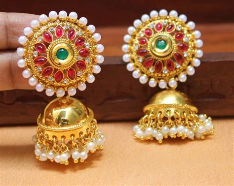 Beautiful Gold Plated Designer Jhumkas Urshi Collections 1471279