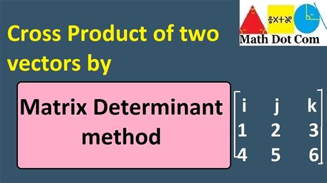 Cross Product Of Two Vectors By Matrix Determinant Method Algebraic Method Math Dot Com