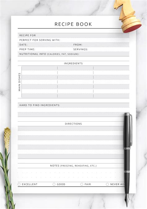 Download Printable Recipe Book Template Detailed Original Style Pdf