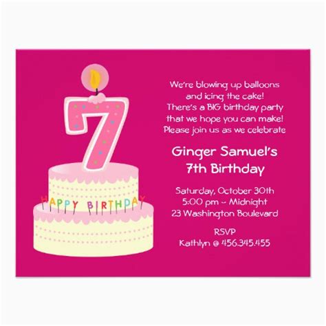7th Birthday Wishes For Girl Printable Templates Free