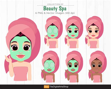 Beauty Spa Clipart And Vector Face Mask Clipart Bath Etsy