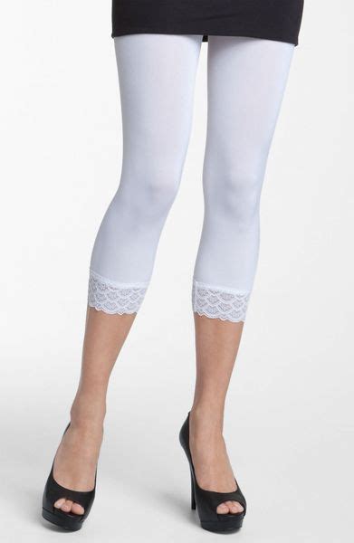 Wolford Peacock Lace Capri Leggings In White Lyst