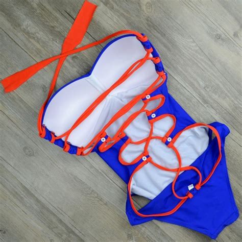 sexy one piece swimsuit 2020 monokini cross bandage backless swimwear women trikini push up
