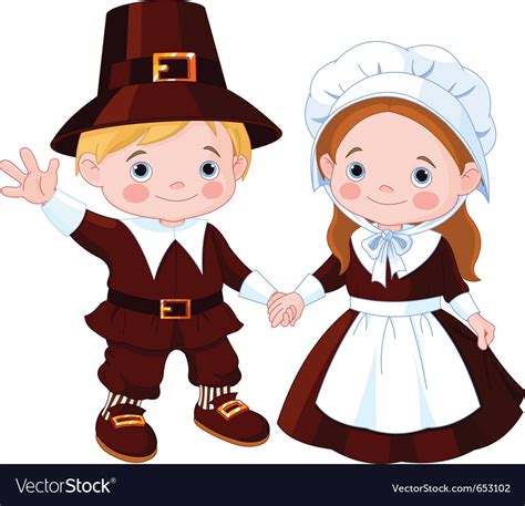 Thanksgiving Day Pilgrim Couple Royalty Free Vector Image
