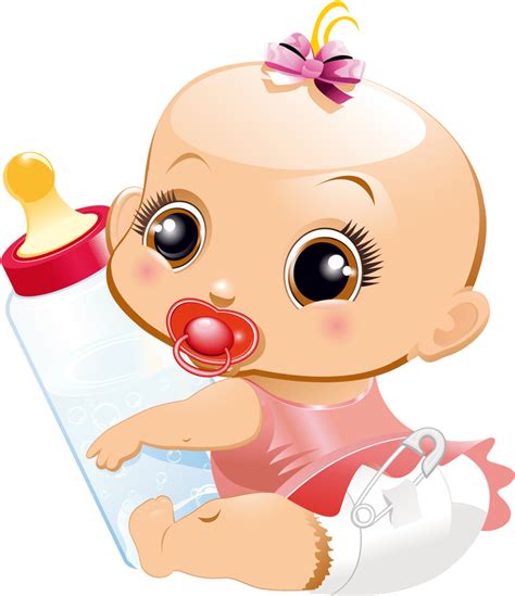 Baby Girl Clip Art Bebe Con Biberon Animado Png Download Full