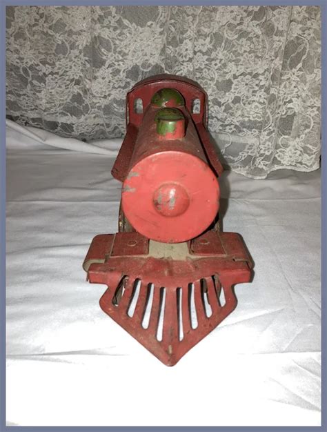 antique pressed steel hill climber train and tender friction toy ruby lane