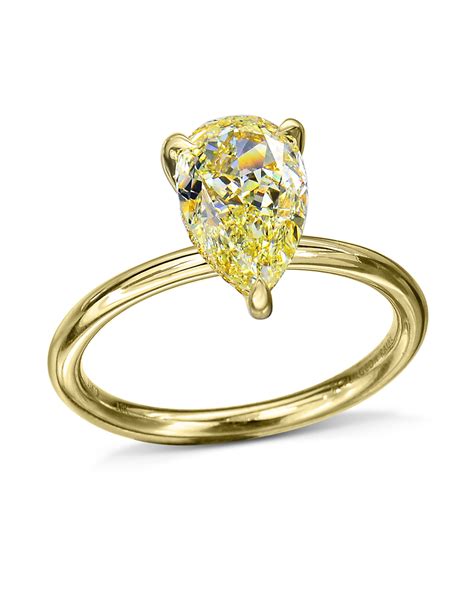 Pear Shaped Fancy Yellow Diamond Ring Turgeon Raine
