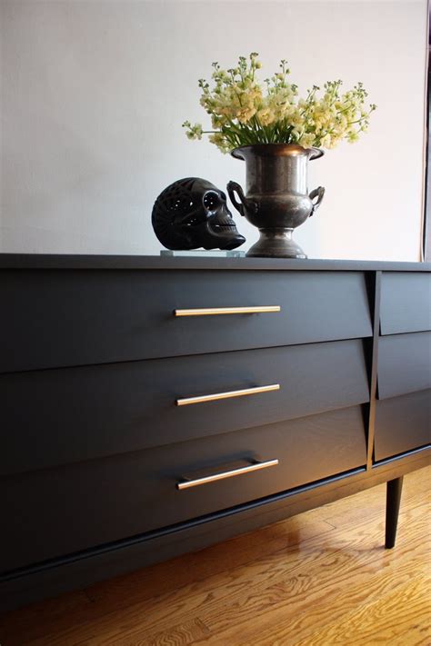 Matte Black Mid Century Modern Dresser By Dixievintage Mcm Media