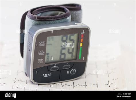 Blood Pressure With Cardiogram Background Stock Photo Alamy