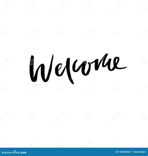 Welcome Modern Brush Lettering Card With Calligraphy Hand Drawn